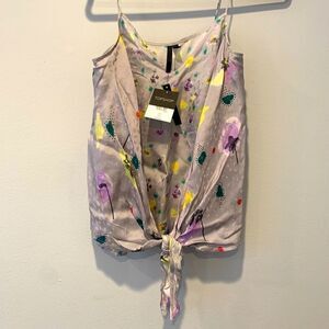 💜TOPSHOP Boutique floral drape tie camisole cami tank top in lavender Size 6